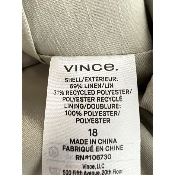 Vince Womens Crop Wide Leg Pants Linen Blend Light Dove Cream Plus size 18W - Picture 7 of 10